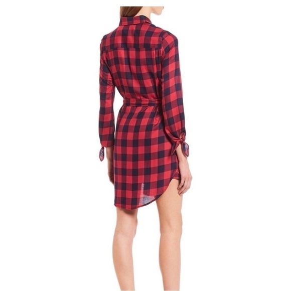 Draper James Buffalo Check Tie Sleeve Dress Size 0 Spring Casual Date Night‎ - Picture 3 of 13